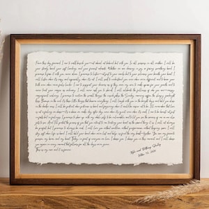 Voti nuziali personalizzati in cotone o canzone del primo ballo su carta di cotone fatta a mano - Regalo di anniversario personalizzato con cornice opzionale