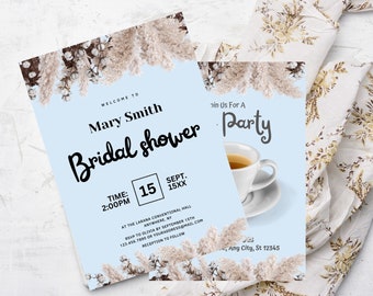 Digital Editable Bridal Shower Invitation Card, Editable Bridal Shower Card Templates, Editable Templates