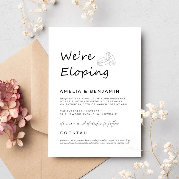 We are Eloping Announcement, Wedding Invitation Download, We're Eloping Digital, Canva Elopement Digital Download, Elopement Announcement