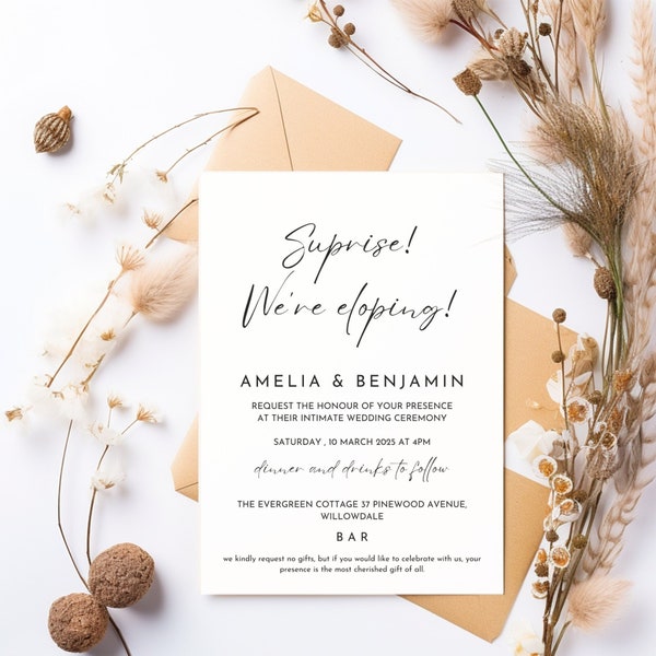 Elopement Announcement, Intimate Wedding Invitation Download, We're Eloping Invite, Elopement  Digital, Elopement Invite, Surprise Wedding