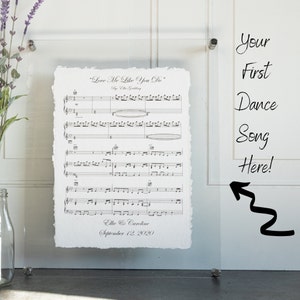 Anniversary Sheet Music Art, 100% Cotton Fiber Print, 2nd Anniversary Gift, Personalized Anniversary Gift for Men, Second Anniversary Cotton