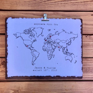 Mapa Aniversario Regalo l Regalo de Aniversario de Papel / Paper Word Map / Primer Regalo de Aniversario para Su l Segundo Aniversario Regalo de Algodón