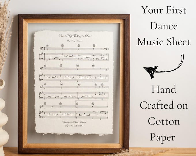 Wedding First Dance Song Sheet Music, Paper Anniversary Gift, 1 Year Anniversary, Husband Anniversary, Wife Anniversary Gift Romantic Gift
