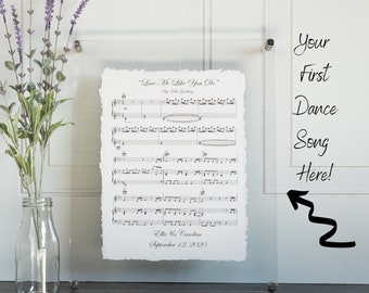 Anniversary Sheet Music Art | 100% Cotton Fiber Print | 2nd Anniversary Gift | Personalized Gift for Men | Second Anniversary Cotton Gift