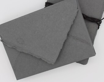 5.25" x 7.25" Handcrafted Gray Cotton Deckle Edge Envelopes: Premium Invitation & Fine Art Wedding Stationery