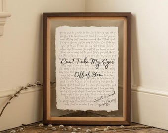 Song Lyrics on Handmade Cotton Paper – First Dance or Anniversary Gift – Personalized Wedding Song Wall Art – Paper or Cotton Anniversary