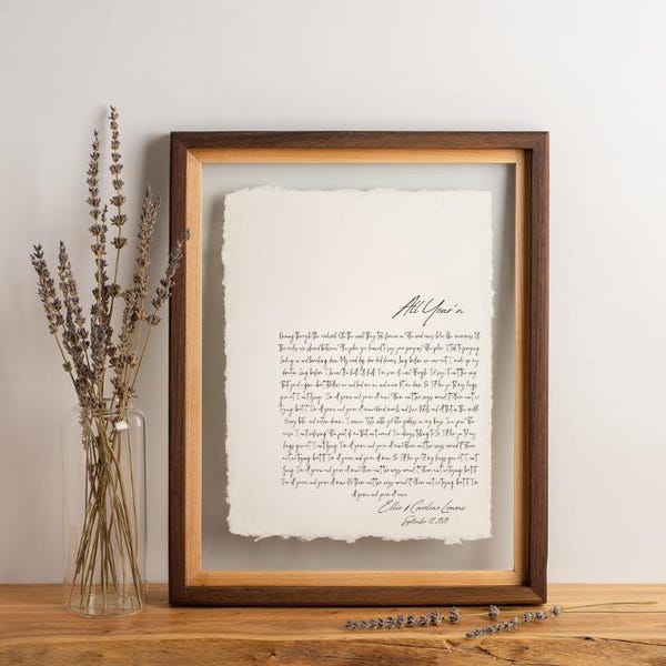 Personalized Wedding Song Lyrics on Cotton Handmade Paper, First Anniversary Dance, Custom Lyrics Print, Anniversary Gift, Cotton Paper