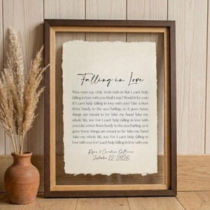 wedding song lyrics, framed song lyrics, cotton anniversary gift, first dance song, song lyric wall art, personalized song art, custom song print, 1st anniversary gift, paper anniversary, wedding gift unique, first anniversary gift for him, song lyric gift, cotton paper print
