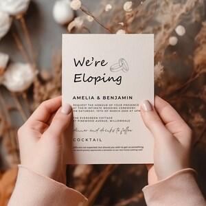 We are Eloping Announcement, Wedding Invitation Download, We're Eloping Digital, Canva Elopement Digital Download, Elopement Announcement image 5