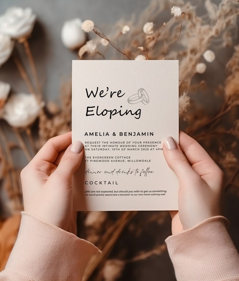 We are Eloping Announcement, Wedding Invitation Download, We're Eloping Digital, Canva Elopement Digital Download, Elopement Announcement image 5