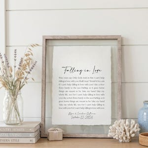 wedding song lyrics, framed song lyrics, cotton anniversary gift, first dance song, song lyric wall art, personalized song art, custom song print, 1st anniversary gift, paper anniversary, wedding gift unique, first anniversary gift for him, song lyric gift, cotton paper print
