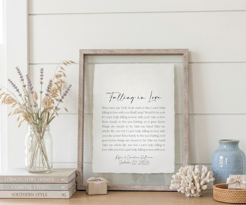wedding song lyrics, framed song lyrics, cotton anniversary gift, first dance song, song lyric wall art, personalized song art, custom song print, 1st anniversary gift, paper anniversary, wedding gift unique, first anniversary gift for him, song lyric gift, cotton paper print