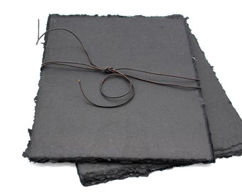 Black Handmade Cotton Rag Paper,  Pack of 25,  8.5 x 11'' , Handmade Black Paper, Cotton Black Paper