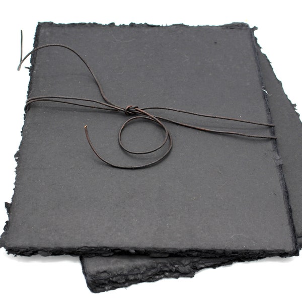Black Handmade Cotton Rag Paper,  Pack of 25,  8.5 x 11'' , Handmade Black Paper, Cotton Black Paper