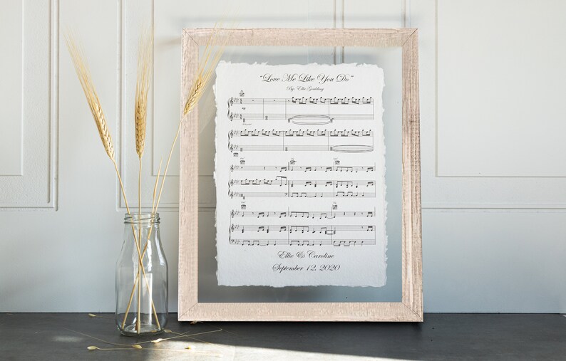 Anniversary Sheet Music Art, 100% Cotton Fiber Print, 2nd Anniversary Gift, Personalized Anniversary Gift for Men, Second Anniversary Cotton image 8