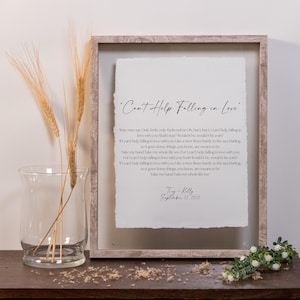 Canzone nuziale in cotone regalo di anniversario per lui o per lei stampa del voto di matrimonio regalo di anniversario di 1 anno per lei, regalo di anniversario di carta, primo ballo