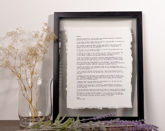 Wedding Vows Hand Typed | Cotton Anniversary Gifts for Men | Wedding Vows Print l Anniversary Present For Husband, Newlyweds, Newly Weds