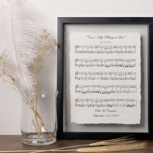 Anniversary Sheet Music Art, 100% Cotton Fiber Print, 2nd Anniversary Gift, Personalized Anniversary Gift for Men, Second Anniversary Cotton image 5