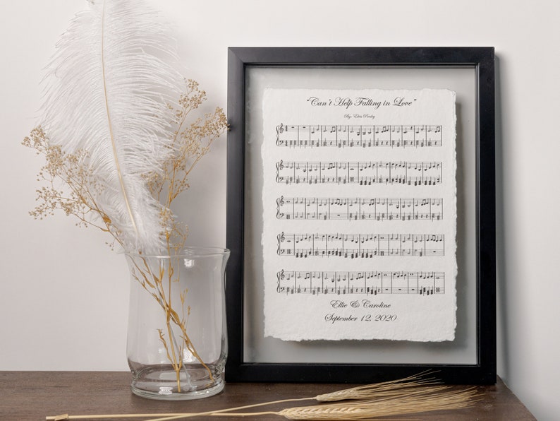 Anniversary Sheet Music Art, 100% Cotton Fiber Print, 2nd Anniversary Gift, Personalized Anniversary Gift for Men, Second Anniversary Cotton image 5