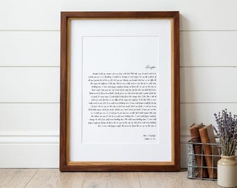 Personalized Song Lyrics Print, Handmade Cotton Paper, Anniversary Gift