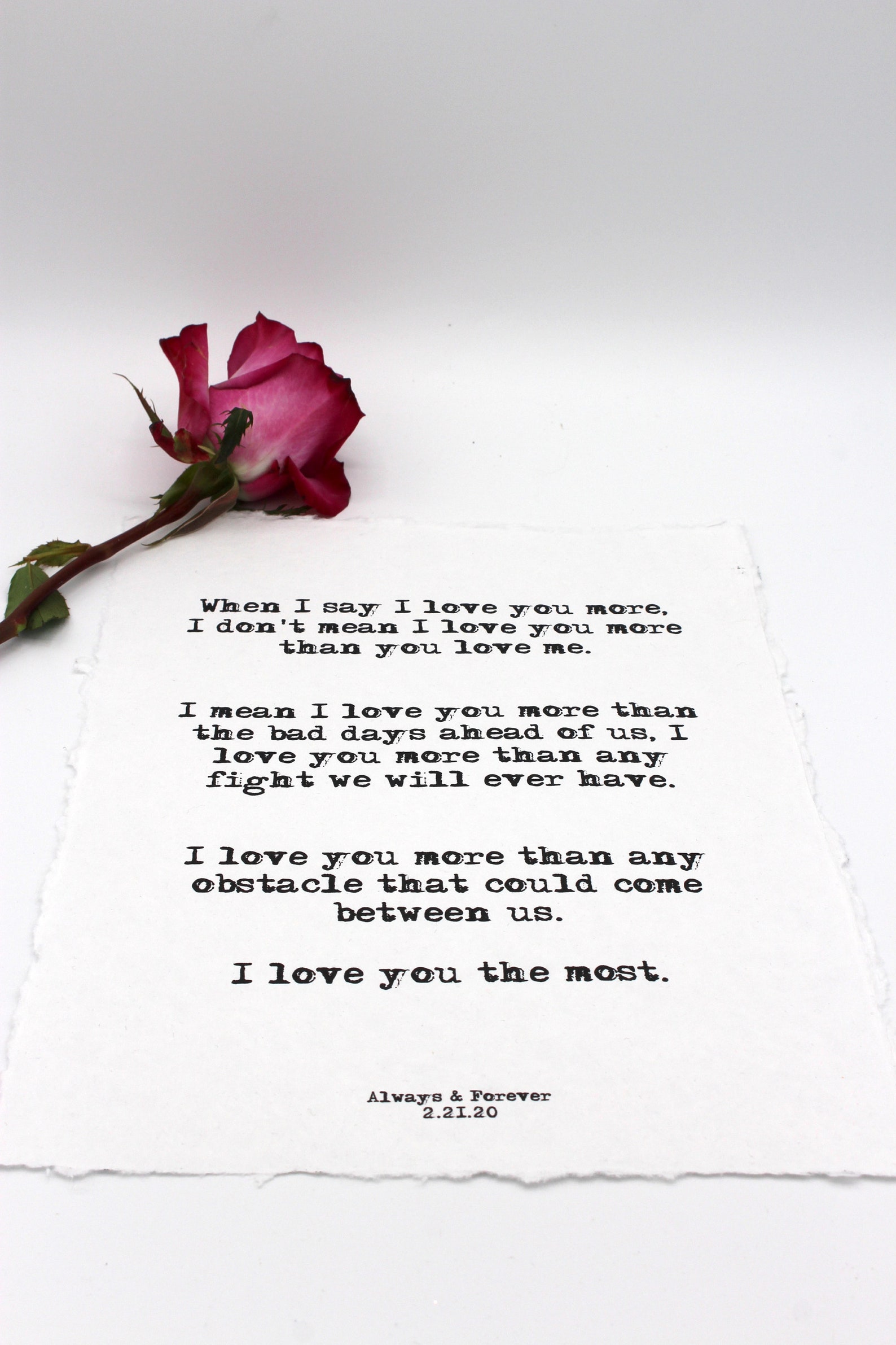 When I say I love you more poem print in typewriter font on | Etsy