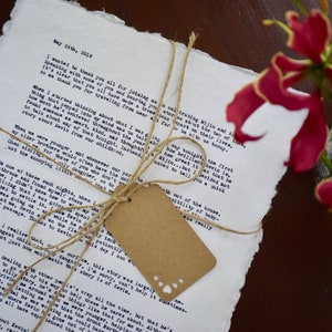 Fourth Anniversary Present, Vows Hand Typed, Cotton Anniversary Gifts for Men, Typewriter Wedding Vows Print, 4th Anniversary Gift, Retro