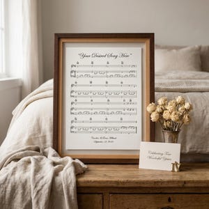 Partitura personalizada para el primer baile, impresa en papel 100% lino, ideal como regalo de aniversario o recuerdo de boda (enmarcada en 11x14 pulgadas).