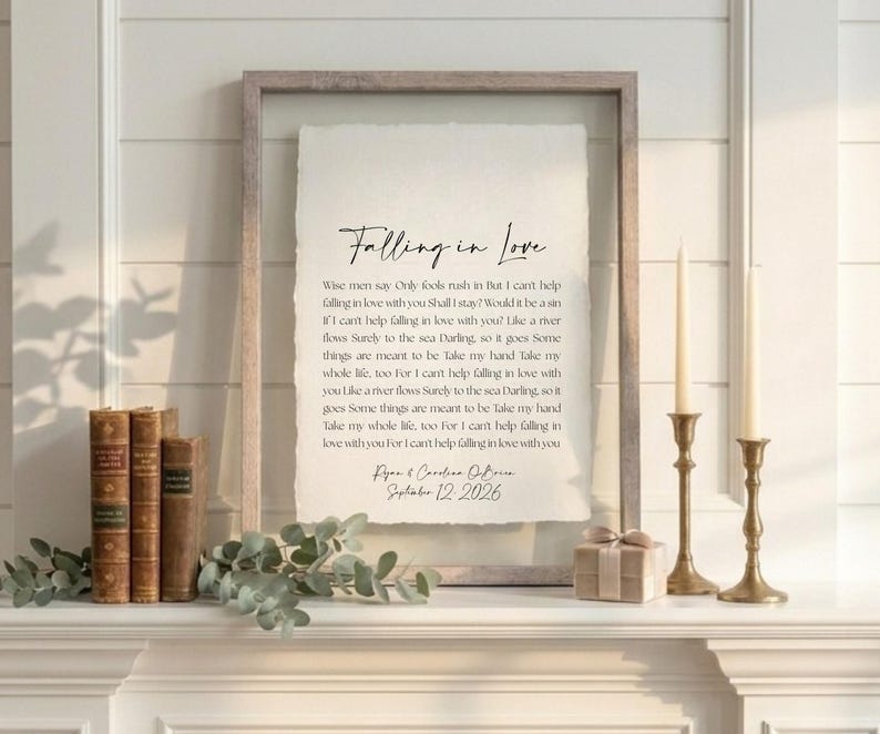 wedding song lyrics, framed song lyrics, cotton anniversary gift, first dance song, song lyric wall art, personalized song art, custom song print, 1st anniversary gift, paper anniversary, wedding gift unique, first anniversary gift for him, song lyric gift, cotton paper print