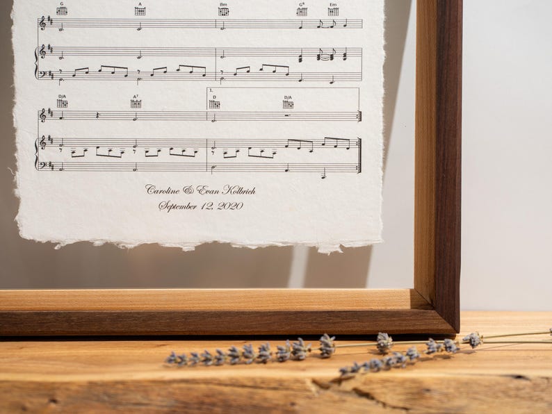 first dance, first dance music sheet, cotton anniversary gift, paper anniversary gift, cotton anniversary present, first anniversary gift, second anniversary gift, first dance