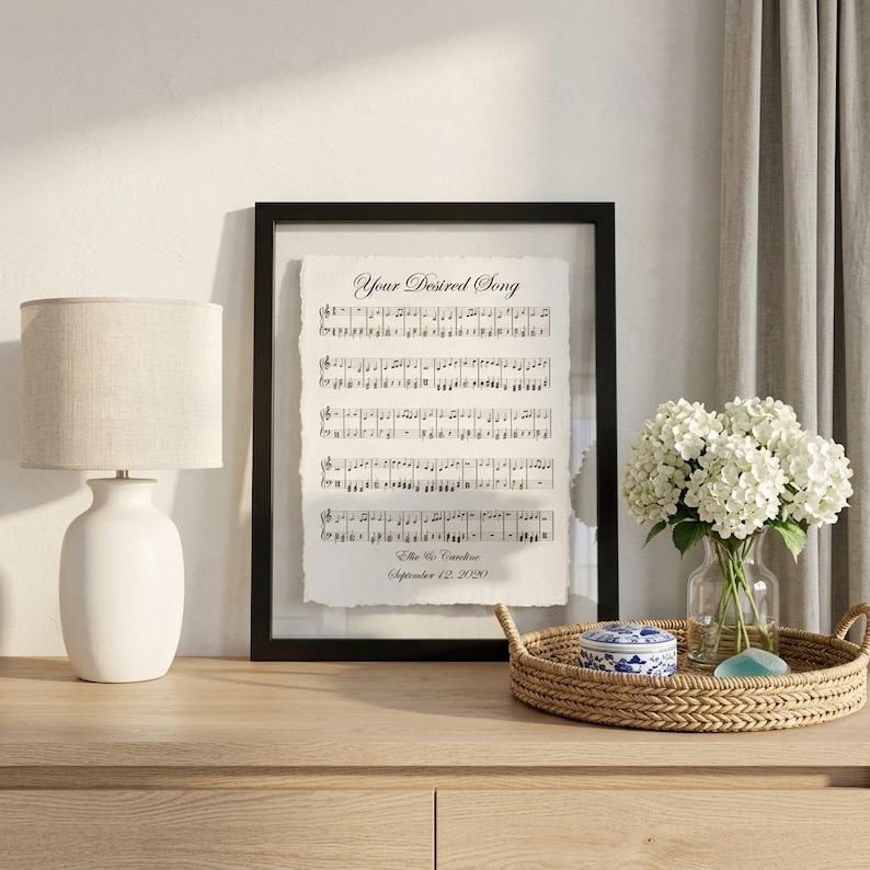 first dance, first dance music sheet, cotton anniversary gift, paper anniversary gift, cotton anniversary present, first anniversary gift, second anniversary gift, first dance