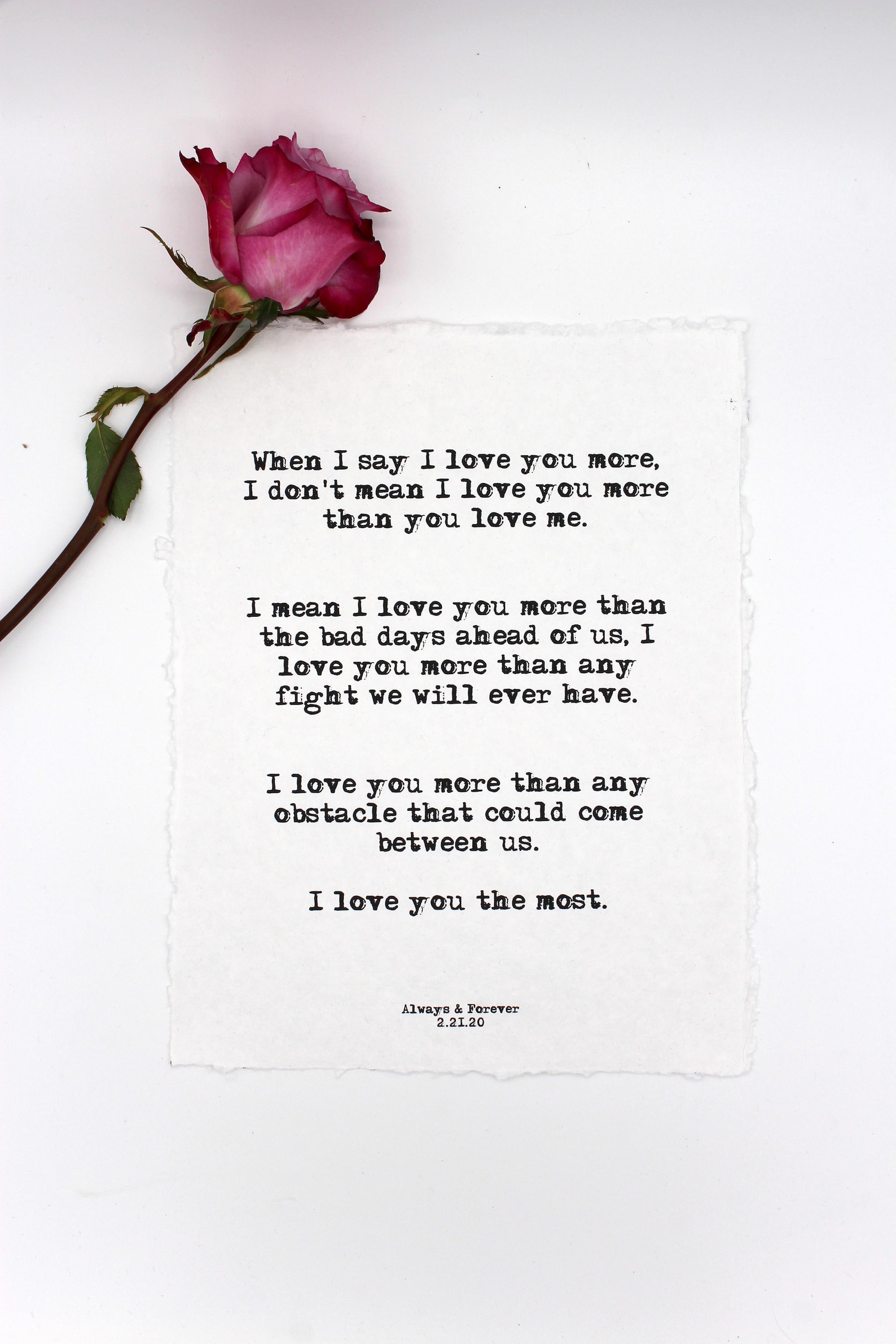 When I say I love you more poem print in typewriter font on | Etsy