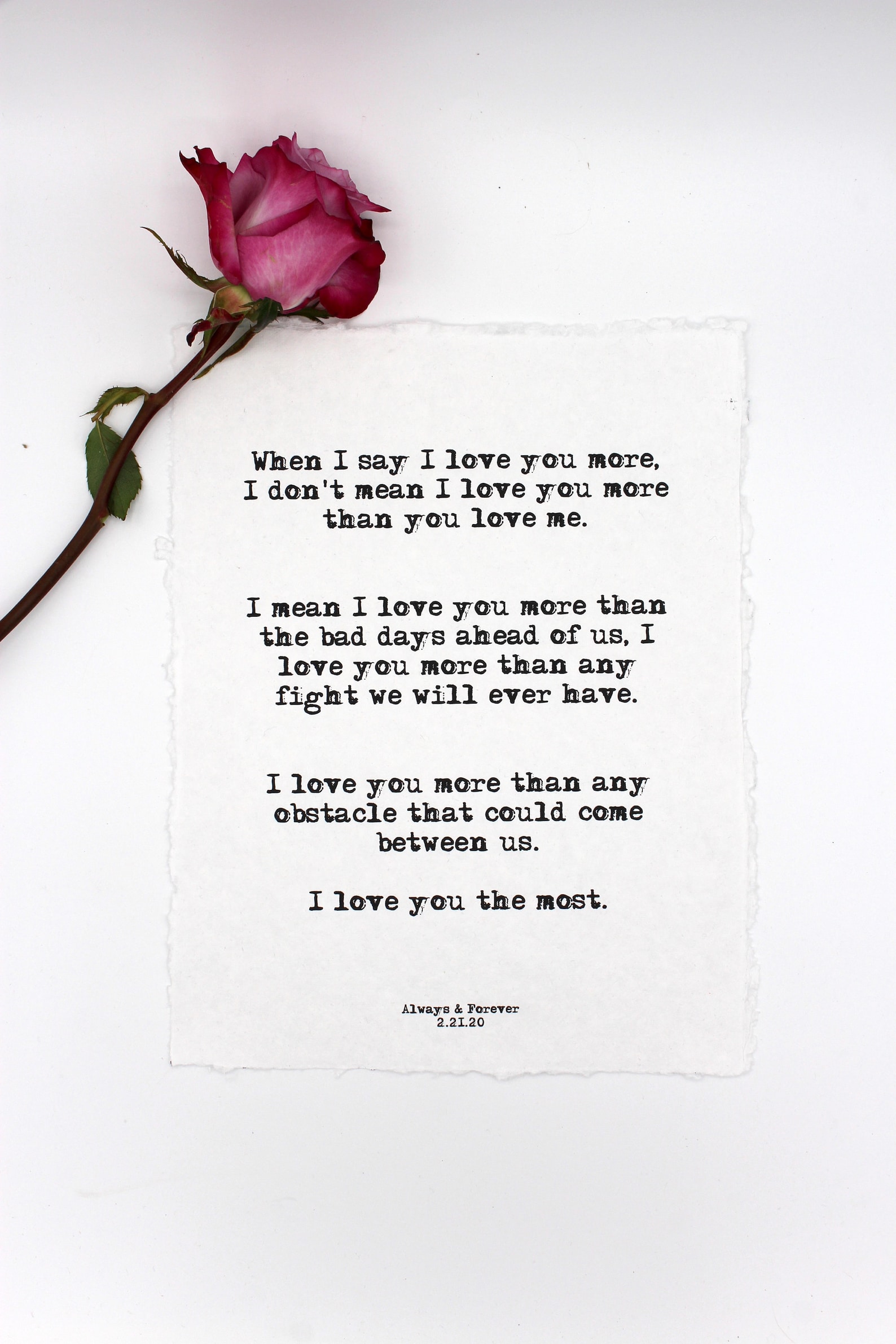 When I say I love you more poem print in typewriter font on Etsy