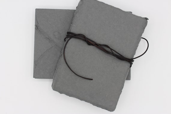 5" x 7" 300GSM, Gray,  25 Pack 5x7 Deckled Edge Paper and Envelopes // Handmade Deckled Edge Paper // Cotton Paper, Wedding Invitation Paper