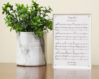 Anniversary Sheet Music Art | 100% Cotton Fiber Print | 2nd Anniversary Gift | Personalized Gift for Men | Second Anniversary Cotton Gift