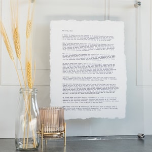 FIRST Anniversary Song Lyrics Typed on Vintage Typewriter, Wedding Vow Print, 1st Anniversary Paper Gift, Wedding Vows, First Dance