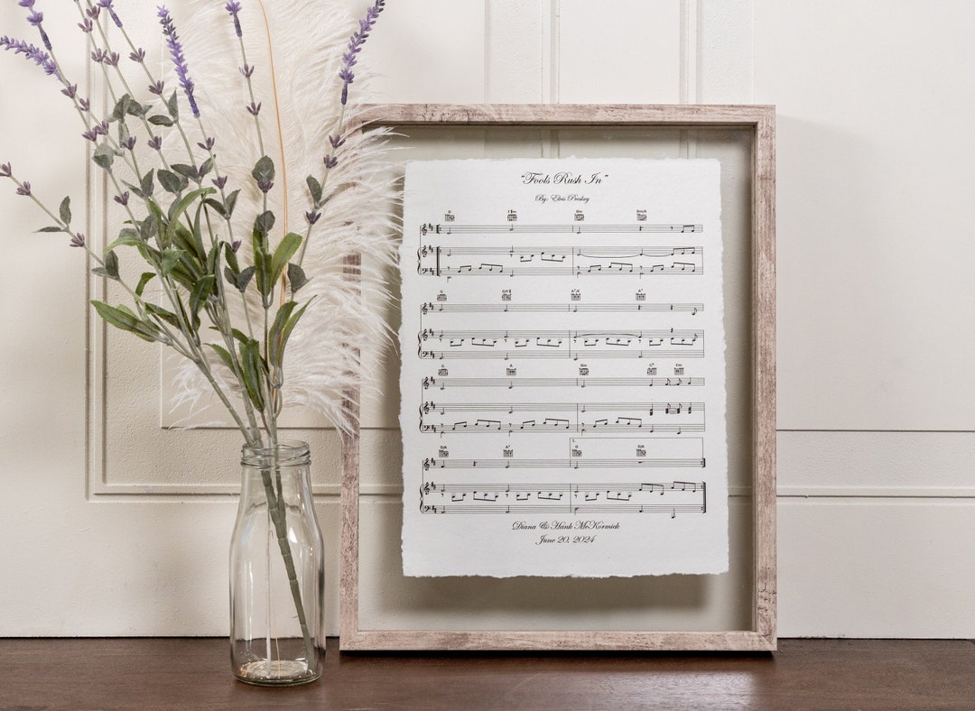 Custom Music Sheet Art, Personalized First Anniversary Gift, Cotton ...