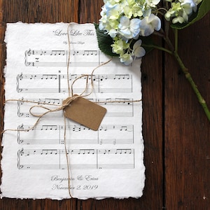 Anniversary Sheet Music Art, 100% Cotton Fiber Print, 2nd Anniversary Gift, Personalized Anniversary Gift for Men, Second Anniversary Cotton image 2