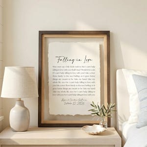 wedding song lyrics, framed song lyrics, cotton anniversary gift, first dance song, song lyric wall art, personalized song art, custom song print, 1st anniversary gift, paper anniversary, wedding gift unique, first anniversary gift for him, song lyric gift, cotton paper print