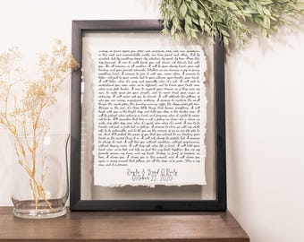 Personalized Wedding Vow Print – Cotton Paper Anniversary Gift