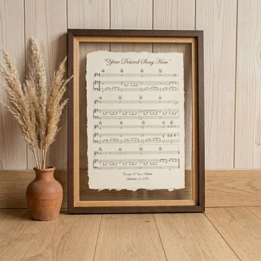 Custom Music Sheet Art, Personalized Song Keepsake, Cotton Paper ...