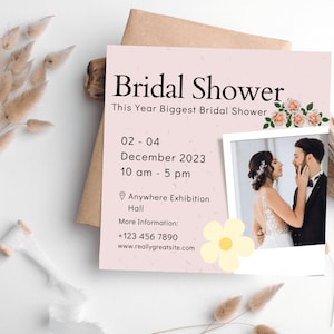 Minimal Bridal Shower Invitation, Modern Bridal Shower Invite, Bridal Shower invitation card, Editable Bridal Shower Template Minimalist