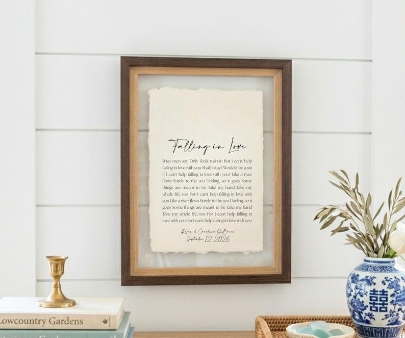 wedding song lyrics, framed song lyrics, cotton anniversary gift, first dance song, song lyric wall art, personalized song art, custom song print, 1st anniversary gift, paper anniversary, wedding gift unique, first anniversary gift for him, song lyric gift, cotton paper print