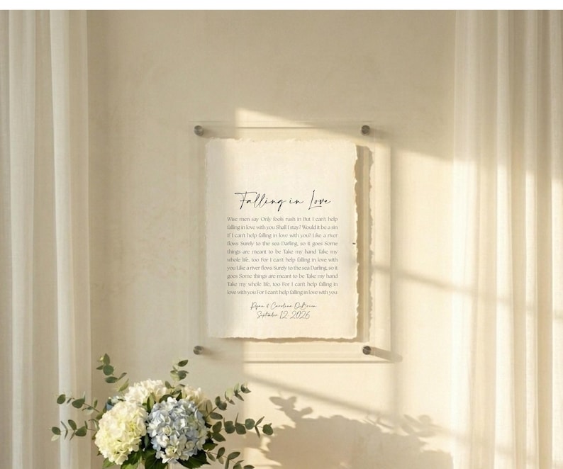wedding song lyrics, framed song lyrics, cotton anniversary gift, first dance song, song lyric wall art, personalized song art, custom song print, 1st anniversary gift, paper anniversary, wedding gift unique, first anniversary gift for him, song lyric gift, cotton paper print