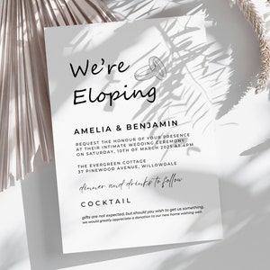 We are Eloping Announcement, Wedding Invitation Download, We're Eloping Digital, Canva Elopement Digital Download, Elopement Announcement image 3