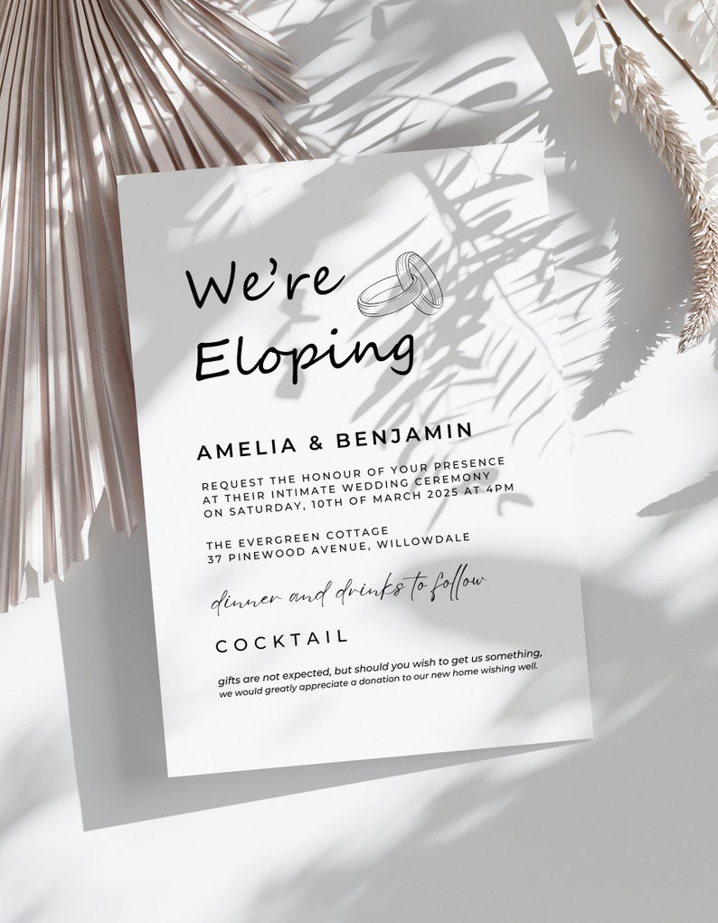 We are Eloping Announcement, Wedding Invitation Download, We're Eloping Digital, Canva Elopement Digital Download, Elopement Announcement image 3