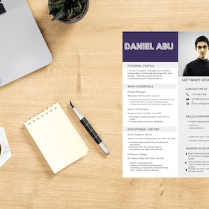 Software Developer Resume Template with Photo, Professional Modern Resume Template for Pages, Clean Modern Resume Template 2023, CV Template