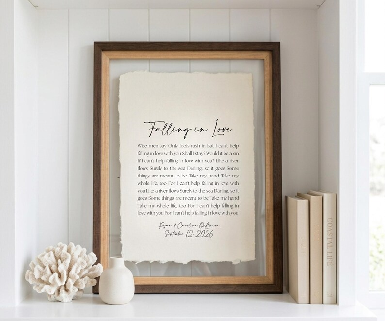 wedding song lyrics, framed song lyrics, cotton anniversary gift, first dance song, song lyric wall art, personalized song art, custom song print, 1st anniversary gift, paper anniversary, wedding gift unique, first anniversary gift for him, song lyric gift, cotton paper print