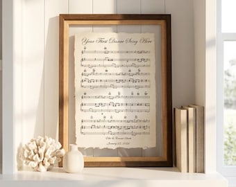Anniversary Sheet Music Art | 100% Cotton Fiber Print | 2nd Anniversary Gift | Personalized Gift for Men | Second Anniversary Cotton Gift