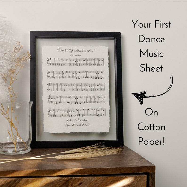 cotton anniversary gift, papfirst dance, first dance music sheet, cotton anniversary gift, paper anniversary gift, cotton anniversary present, first anniversary gift, second anniversary gift, first danceer anniversary gift