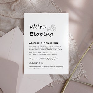 We are Eloping Announcement, Wedding Invitation Download, We're Eloping Digital, Canva Elopement Digital Download, Elopement Announcement image 2